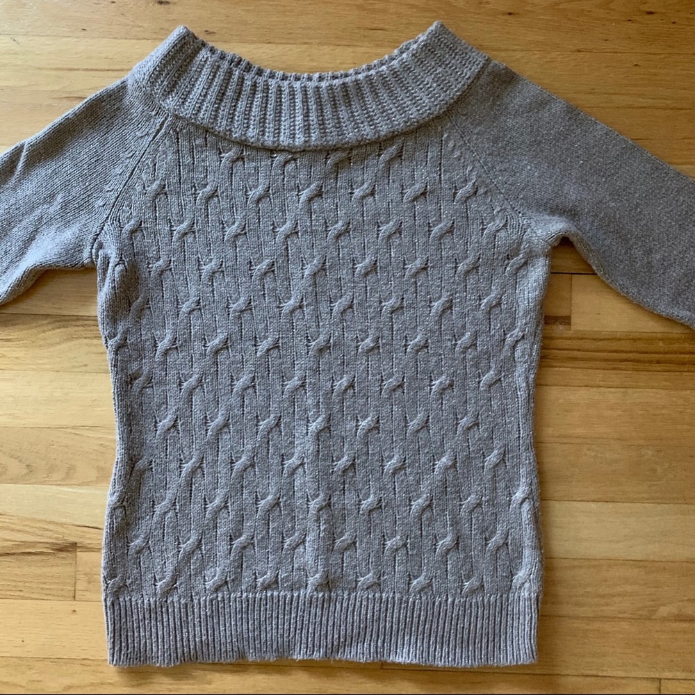 NY & Company Gray Boat Neck 3/4 Sleeve Sweater- Medium
